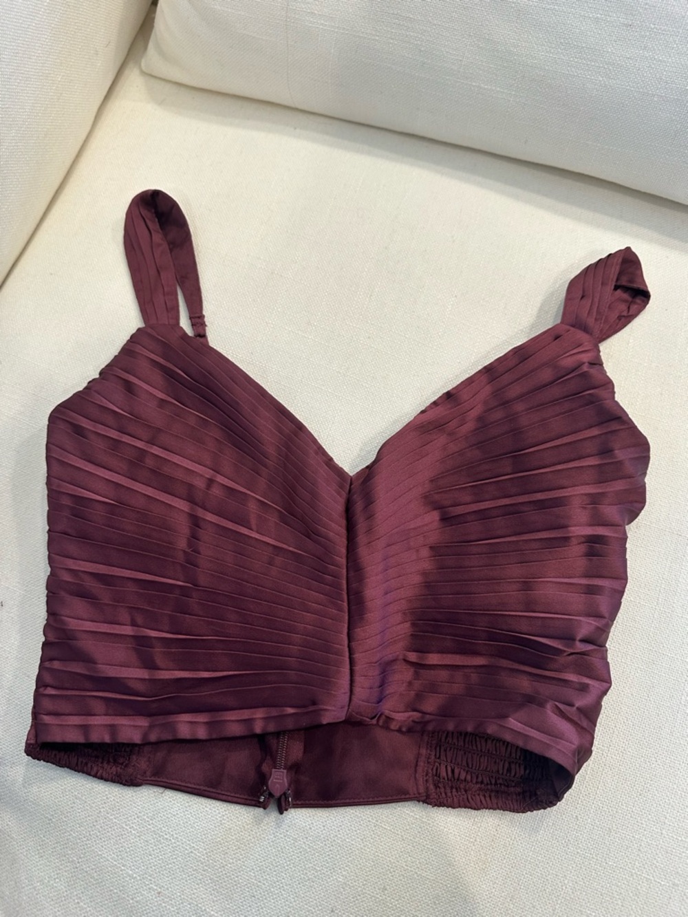 Abercrombie & Fitch Pleated Wine Crop Top
